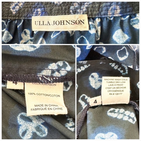 Never Worn‎ Ulla Johnson Aminta Poplin Chevron Shibori Skirt, Blue, Size 4 - Picture 12 of 15
